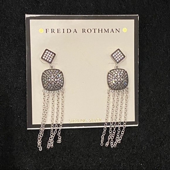 Freida Rothman Pave Fringe Drop Earrings - Picture 1 of 4